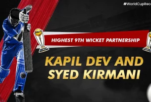 Khelraja.com - Highest 9th Wicket partnership in cricket world cup - kapil dev